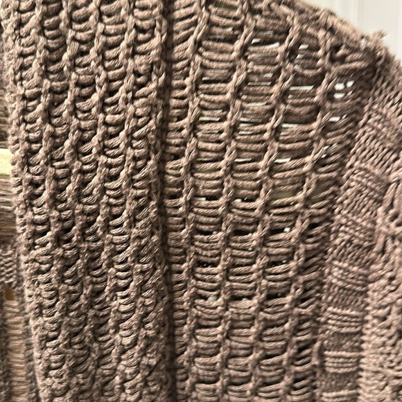 CHICO’S Crochet Open Cardigan Sweater Brown Neutral Bohemian Earthy Size Medium - Picture 4 of 16